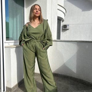 Tencel Palazzo Weite Beinhose - Sommerhose in Olive, Schwarz, Beige, Graphite, Schokolade oder Himmelblau - Plus Size inclusive
