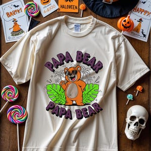 Baloo Costume Shirt Papa Bear Cartoon Tee Fun Tropical Design With Sunglasses Palm Trees