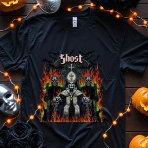 Preppy Ghost Band Shirt For Music Lovers, Grucifix Design, Papa V Inspired Tee, Unique Gift For Fans, Unisex Ghost Band Shirt