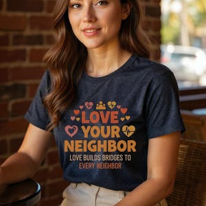 Love Your Neighbor T-Shirt Inspirational Kindness Shirt, Social Justice Tee, Be Kind Message, Women&#39;S Graphic Top, Positive Gift