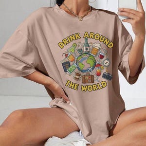 Epcot Drink Around The World Shirt For Disney Group Trips, Fun Drinking Tee, Epcot World Tour Vacation Shirt, Family Matching Top
