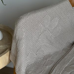 Cotton Knit Baby Blanket, Thin Summer Blanket, Beige Baby Blanket, Coming Home Blanket, Organic Knit Bamboo Throw Blanket, Natural
