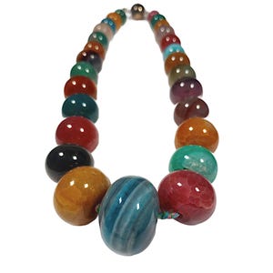 Chunky Beaded Gemstone Necklace, Multi Colorful Big Bold Gemstones, Natural Earth Tone Statement Necklace
