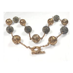 Gold Tone Necklace, Crystal Ball Beaded Choker, Chic Choker Necklace, Bridal Wedding Jewelry, Modern Statement Necklace