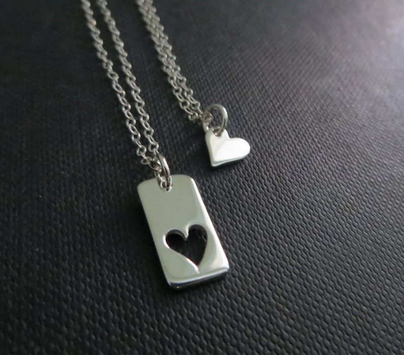 Mother Daughter Necklace Two Silver Heart Necklace Mother Etsy Mother daughter necklace two silver heart necklace mother etsy