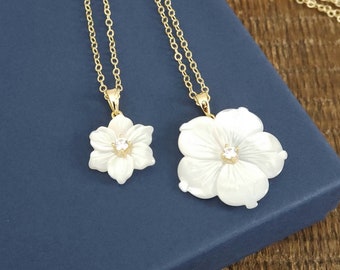 ネックレス・ペンダント [SILVER925] Mother of pearl Flower Egg Chain Necklace Genuine Mother of Pearl Flower Necklace, Flower Necklace