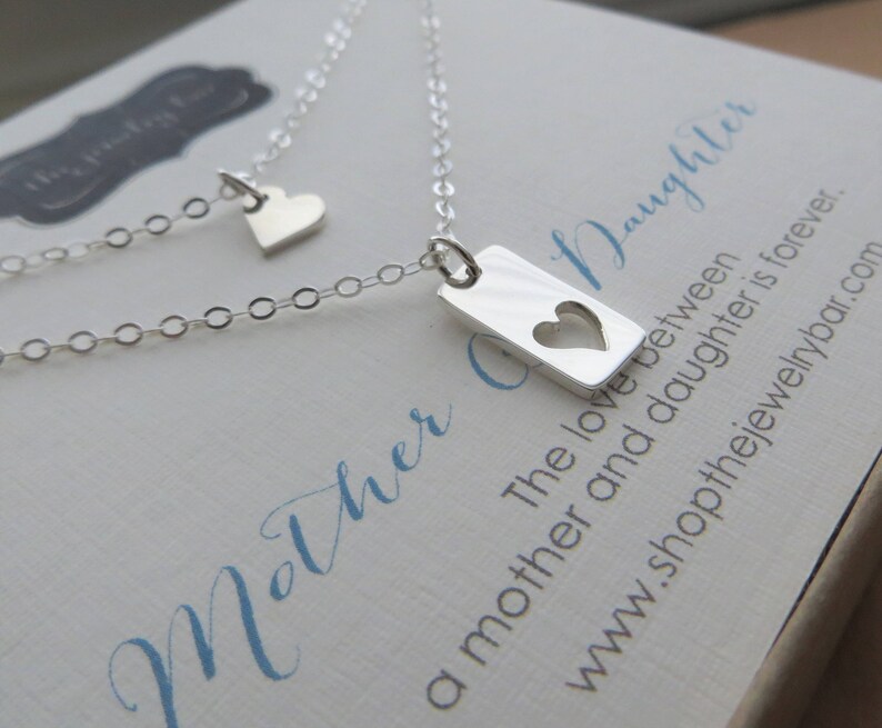 Mother Daughter Necklace Two Silver Heart Necklace Mother Etsy Mother daughter necklace two silver heart necklace mother etsy