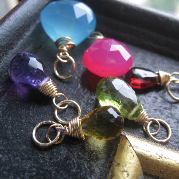 Gemstone pendant, wire wrapped gemstone charm, birthstone charms, weddings