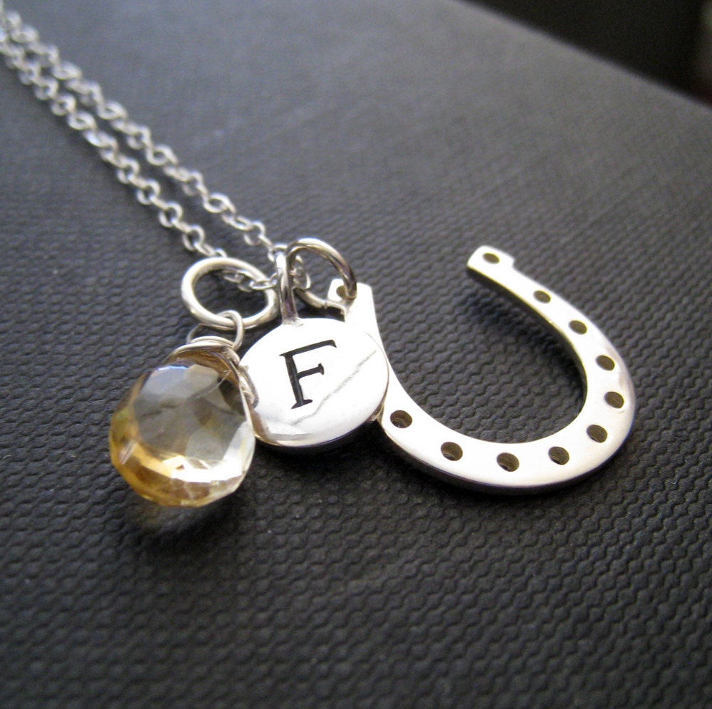 Personalized horseshoe necklace lucky jewelry personalized Etsy