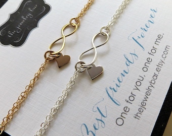 best friend gift ideas bracelets for 2 heart infininty one for you one for me birthday gift friendship bestie bday long distance jewelry