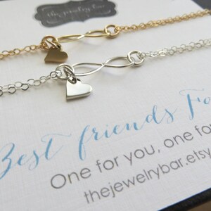 best friend bracelets for 2 heart infininty one for you one for me birthday gift friendship bestie bday long distance jewelry Valentines day image 3