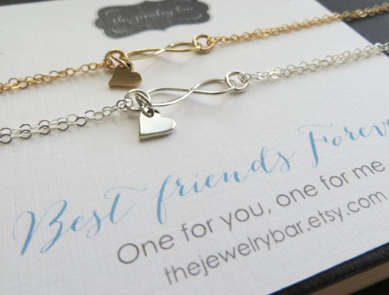 best friend bracelets for 2 heart infininty one for you one for me birthday gift friendship bestie bday long distance jewelry Valentines day image 3