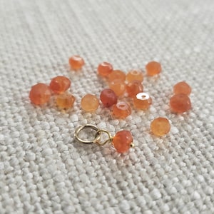 Tiny orange carnelian gemstone dangle charm, genuine gemstone pendant, 2.5-4mm small size connector for necklace