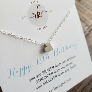 Regalo per ragazza del 13° compleanno, piccola mini collana a cuore, regalo felice per il 13° compleanno, tredicesimo, regalo per la nipote di 13 anni