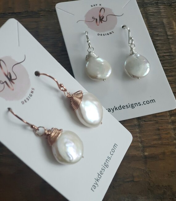 Silver Gray Pearl Earrings Nature Jewelry Freeform Wire Wrapped