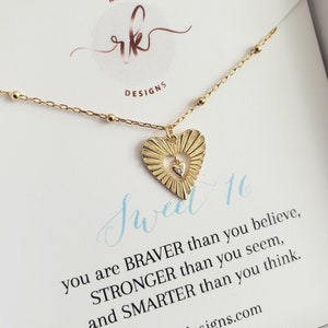 Cadeau doux 16, collier coeur cannelé, doux cadeau du 16e anniversaire pour fille, fille de 16 ans nièce joyeux doux cadeau du seizième anniversaire