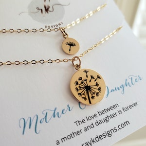 Mother daughter jewelry, Dandelion charm necklace, sterling silver, gift for mothers day from daughter image 2