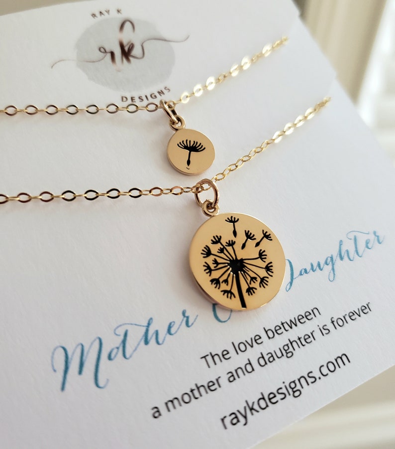 Mother daughter jewelry, Dandelion charm necklace, sterling silver, gift for mothers day from daughter image 2