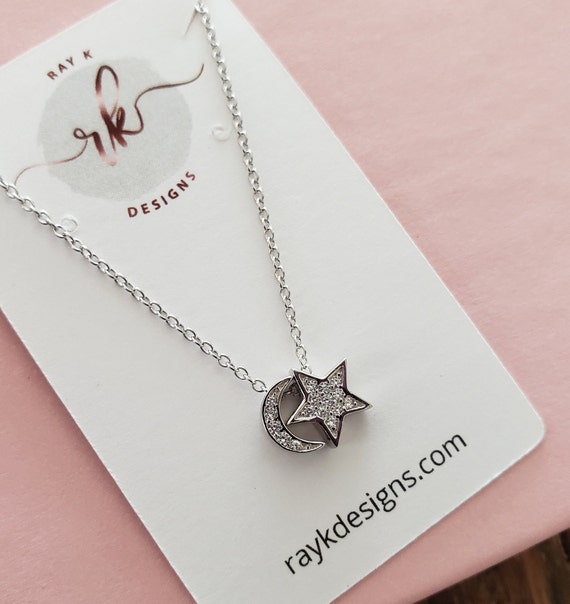 カレンシルバー、星と月のネックレス
