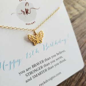 Regalo per la ragazza di compleanno 13, collana farfalla, felice regalo di compleanno 13, tredicesimo, 13 anni regalo di compleanno figlia, nipote
