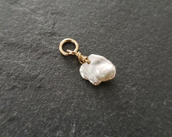 Irregular baroque pearl charm, tiny size Keishi pearl dangle, bridal, natural boho