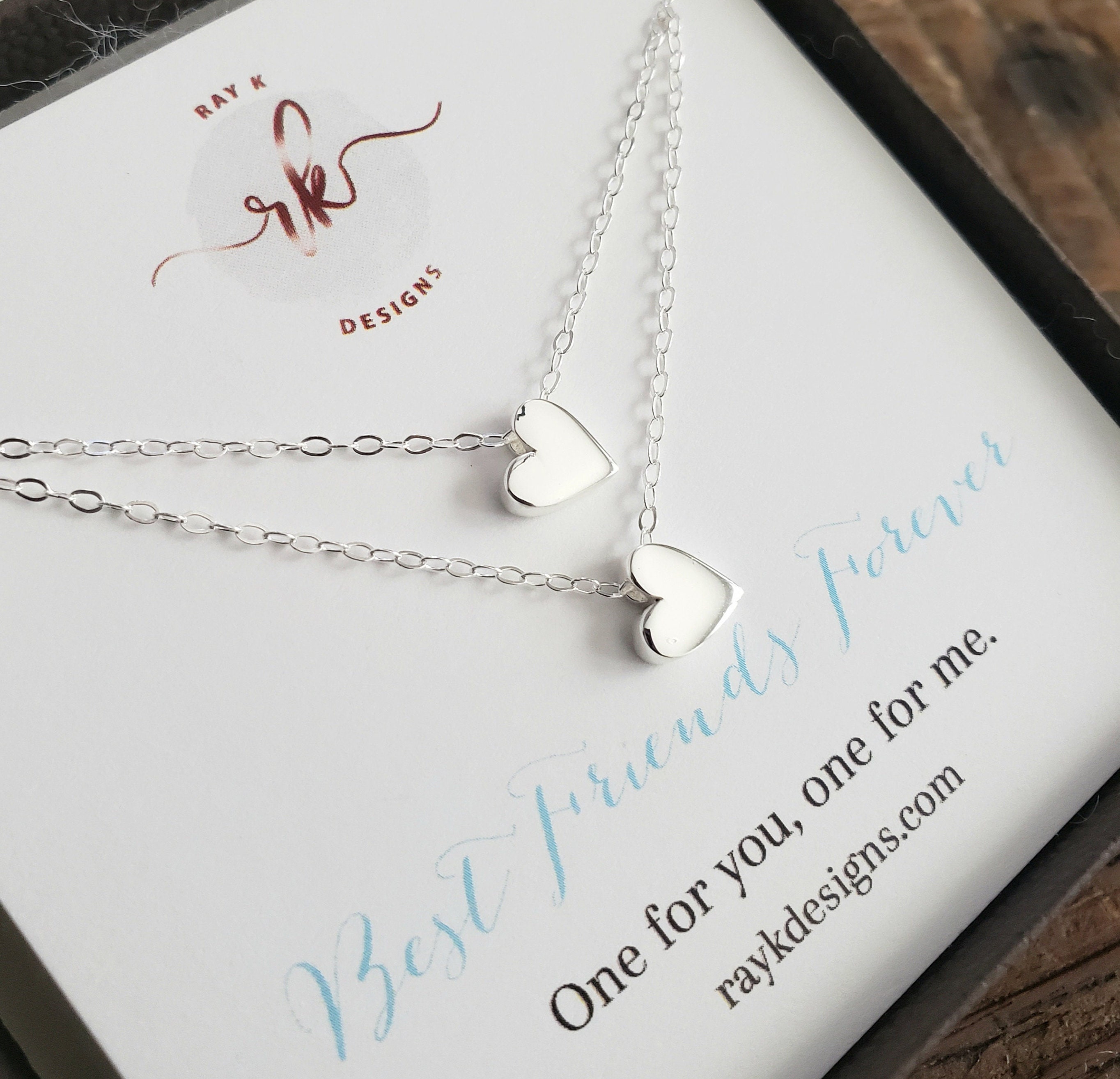 Best Friend Christmas Gift, Small Heart Necklace for Two Girls Friendship Shareable Set, One for You One for Me Tween Birthday Long Distance