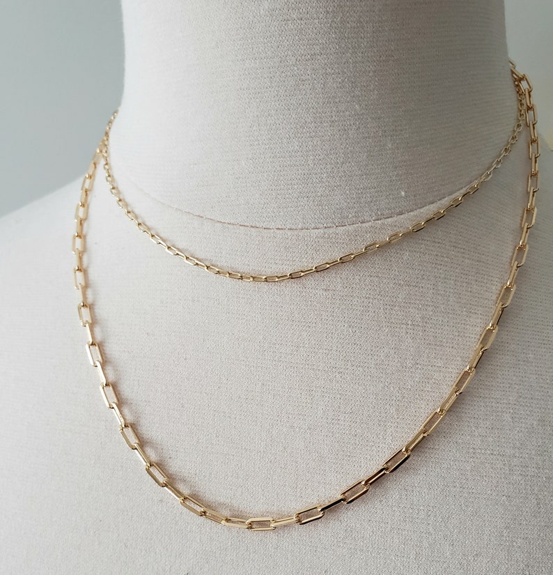 thumbnail image 2 of Thin 14k Gold Filled Paper Clip Chain Necklace Extender (1 To 20 Inches, 2mm Width) By Agj 2 of 6