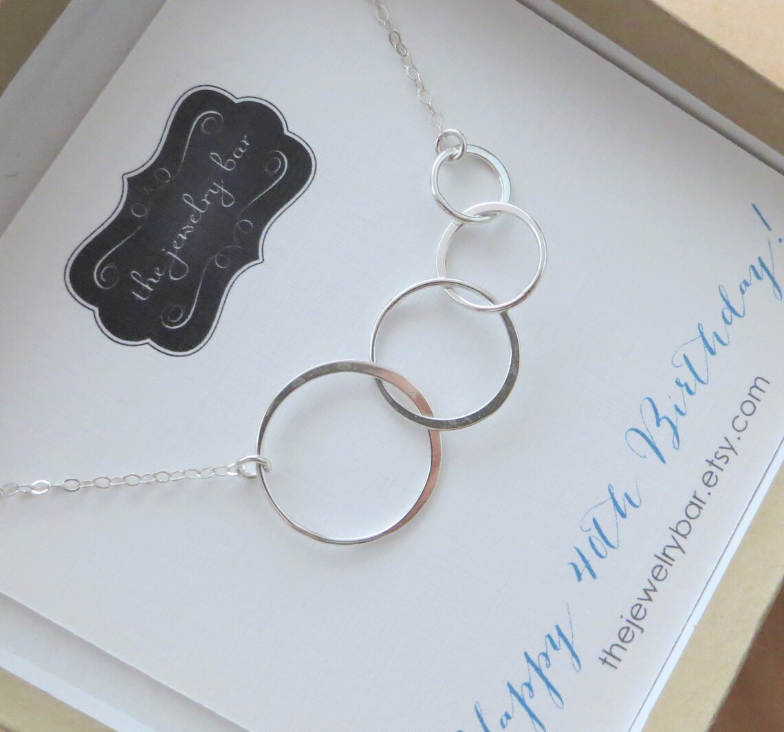40th Birthday Gifts For Sister Eternity Four Rings Necklace Etsy