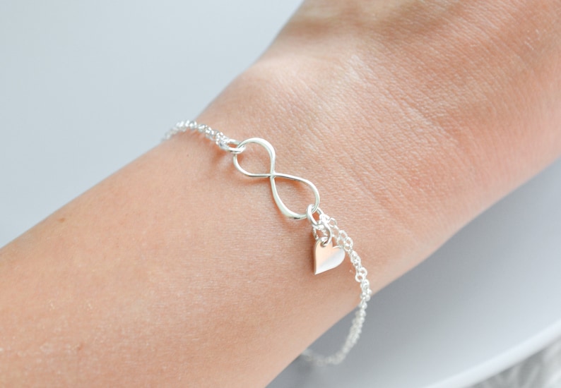 best friend bracelets for 2 heart infininty one for you one for me birthday gift friendship bestie bday long distance jewelry Valentines day image 2