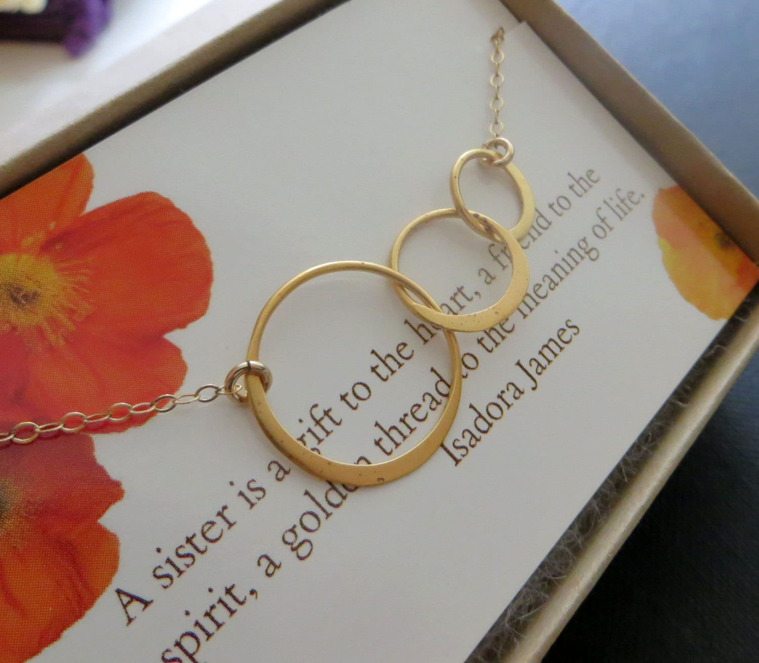 3 sisters gift three interlocking circle necklace sisters Etsy