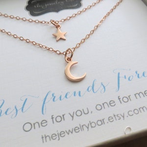 Beste Freundin Geschenke, Roségold Mond und Stern Halskette, beste Freunde für immer Freundschaft Halskette, Schwesternschaft, unbiologische Schwester Schmuck