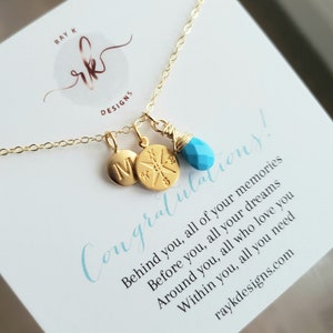 High School Graduation gift, personalized compass necklace, initial birthstone, monogram, high school graduate daughter, back to scho image 3