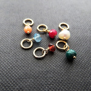 Tiny birthstone charm, genuine gemstone pendant, 2.5-4mm small dangle size