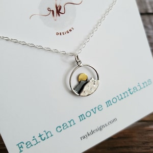 Verset biblique Message carte bijoux foi peut déplacer Collier de montagne, pendentif de chaîne de montagnes, cadeau de femmes chrétiennes, Noël inspirant