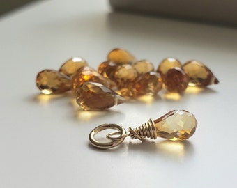 AAA Citrine charm small size AAA golden honey yellow Citrine dangle genuine gemstone pendant November birthstone