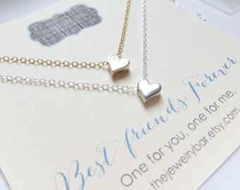 Best friend birthday gift 2 matching gold silver heart necklaces one for me one for you shareable set friendship birthday jewelry