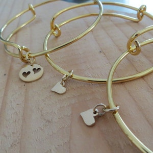 mother daughter bangle bracelets, mother and 2 daughters jewelry, gold plated, Christmas gift for mom, mom two daughter bracelets image 3