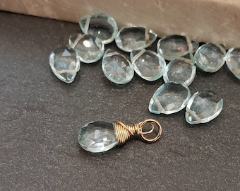 Aquamarine dangle charm Azure March birthstone pendant light blue