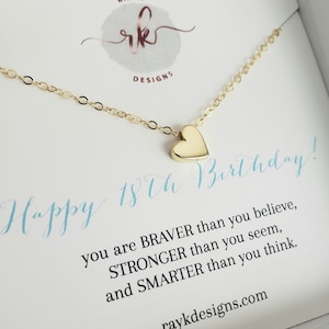 18th birthday gifts for girls, small heart necklace, sterling silver, 18 year old girl gift, eighteenth birthday, happy 18th bday