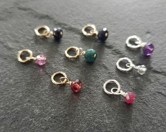 Tiny birthstone just dangle, genuine gemstone pendant, 2.5-4mm small teeny size, add to your creation, accent