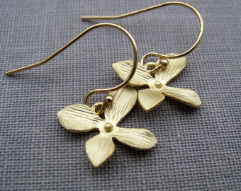 Petite Orchid earrings small tiny floral flower earrings also available in silver gift for women, bridesmaid gift