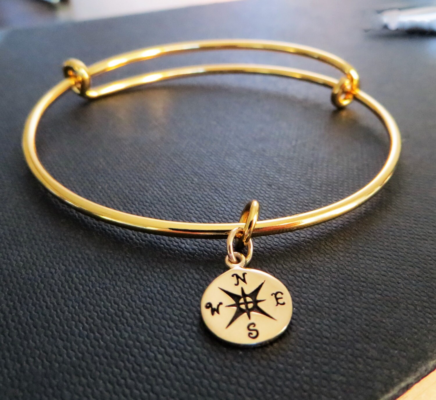gold Compass bracelet expandable compass bangle gold compass Etsy