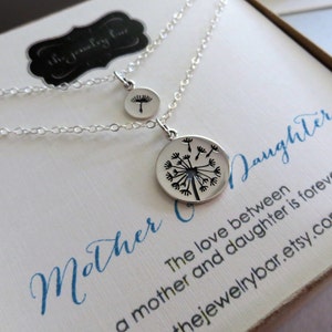 Mother daughter jewelry, Dandelion charm necklace, sterling silver, gift for mothers day from daughter image 4