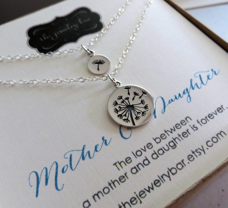 Mother daughter jewelry, Dandelion charm necklace, sterling silver, gift for mothers day from daughter image 4