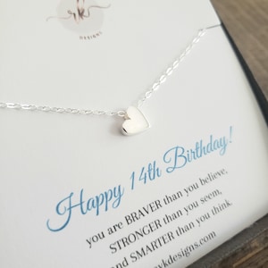 14e verjaardag meisje geschenken, klein hart kraal ketting, gelukkige veertiende verjaardag cadeau, 14 jaar oud tienermeisje aanwezig, aangepaste kleindochter