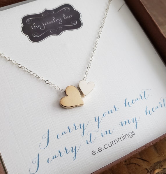 I Carry Your Heart Necklace Double Heart Different Color Pendant