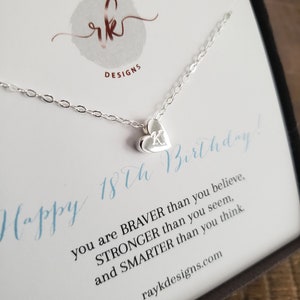 18th birthday gift for girl, tiny initial heart necklace, sterling silver, 18 year old personalized gift, happy bday daughter 18th birthday
