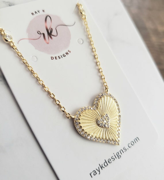 [COLD FRAME] / ☆ COLORLESS GOLD HEART PENDANT NECKLACE Amazon.com: Trendlooks Dual Sides Heart Pendant Necklace 925