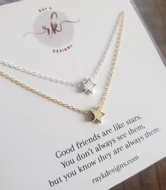 best friend leaving for college gift, moving away, set of 2 star necklace, friendship long distance good friends are like stars always there