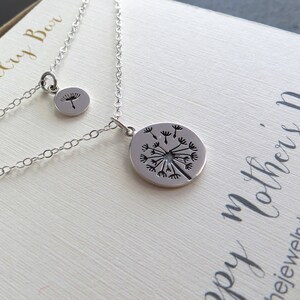 Mother daughter jewelry, Dandelion charm necklace, sterling silver, gift for mothers day from daughter image 3